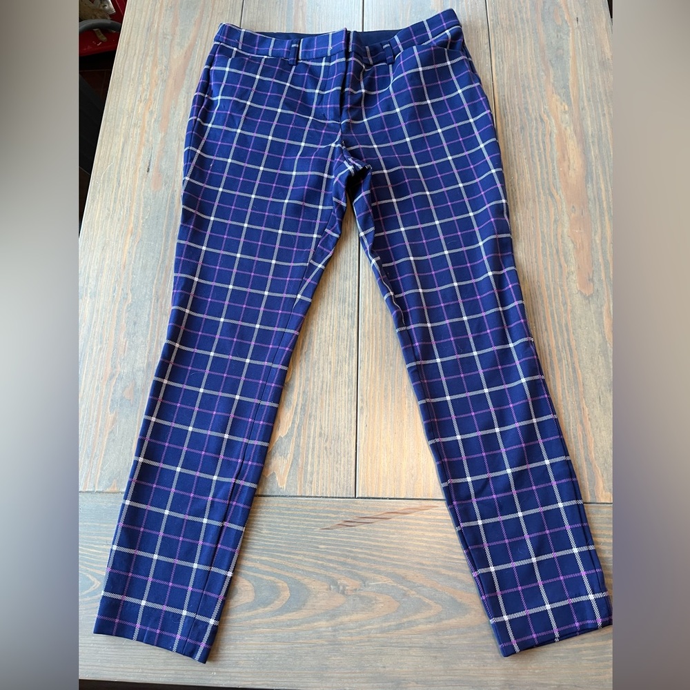 Blue, purple, white Express pants.